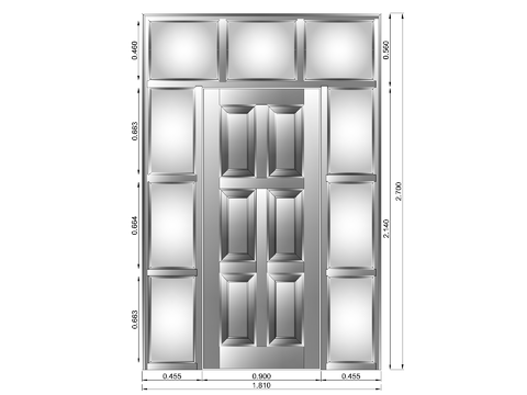  玻璃包边的入口门CAD平面图 