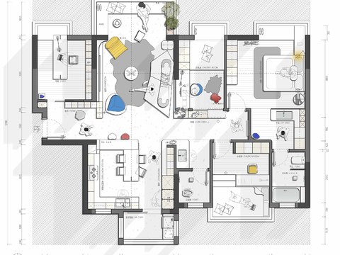  家装装修样板间CAD平面图 