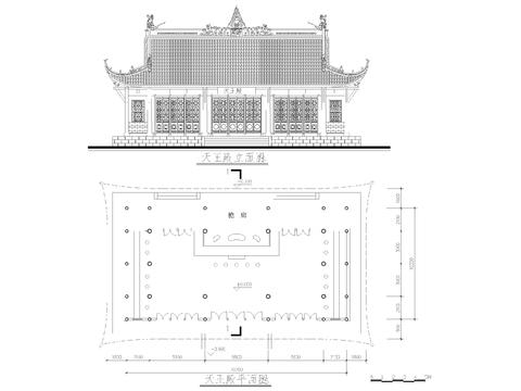  古建筑寺庙cad施工图 