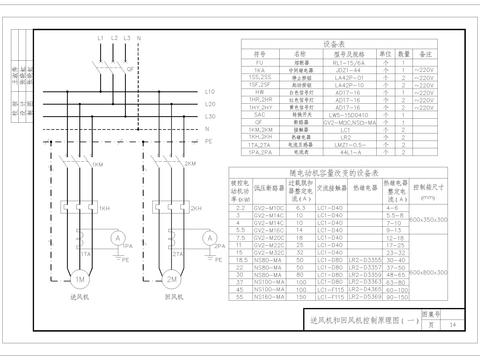  送风机和回风机控制原理图CAD施工图 