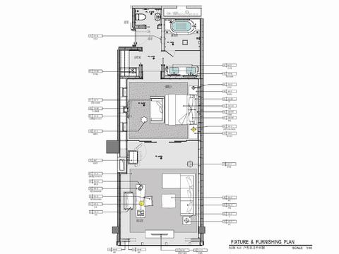  80㎡酒店豪华大床房cad施工图 