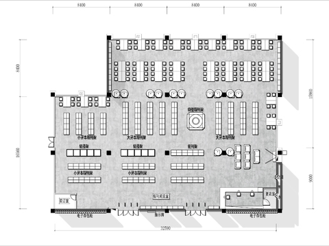  700㎡图书馆书吧cad平面图 