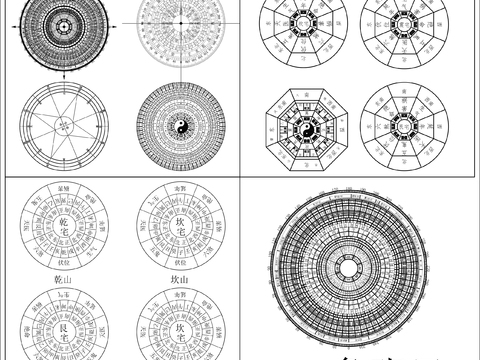  风水罗盆cad图库 