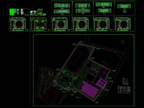  中学cad施工图带总图 