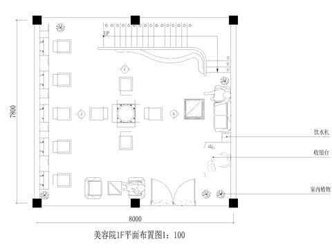  兩層美發(fā)美容院cad平面圖 