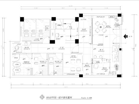  SPA水療 美容養(yǎng)生館CAD施工圖 