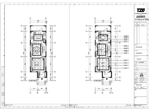  现代三居联排别墅样板间施工图 