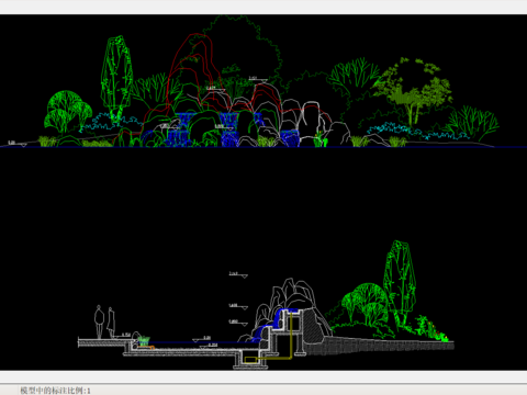  几种假山CAD图库 