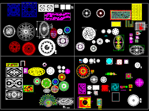  石材厂内部提供石材拼花cad图库 