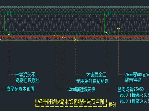  轻钢龙骨墙体cad大样图 