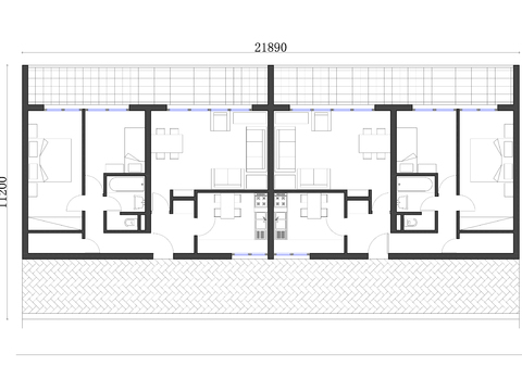  245m²双户走廊公寓cad平面图 