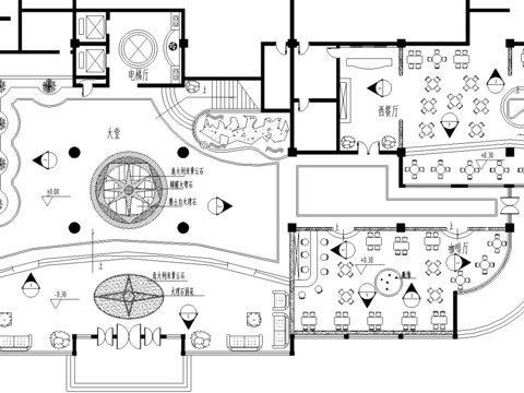  西餐厅cad平面图 