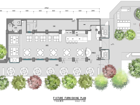  露天花园餐厅cad平面图 