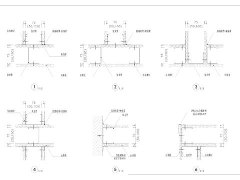  标准图集汇编 纸面石膏板隔墙篇cad大样图 
