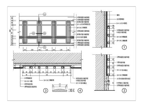  室内饰面板造型墙装修详图 