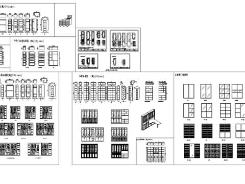  衣柜组合标准cad图库 