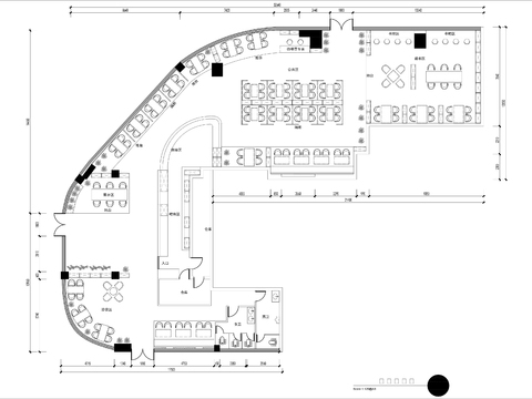  500㎡中餐厅cad平面图 