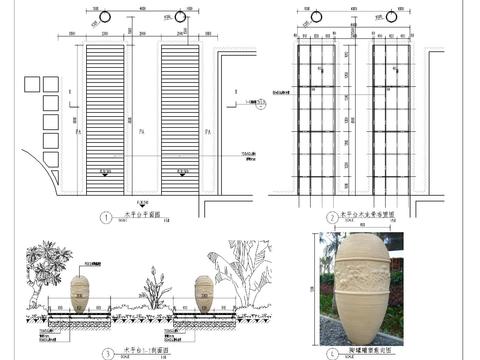  陶罐雕塑节点大样图 