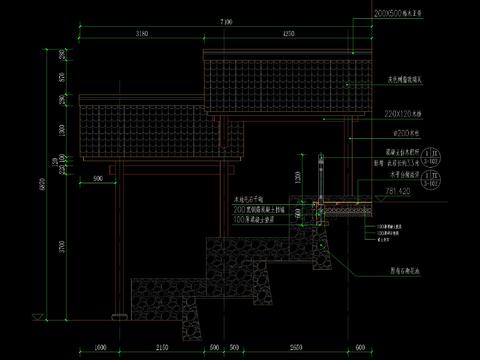  新中式階梯式連廊CAD施工圖 