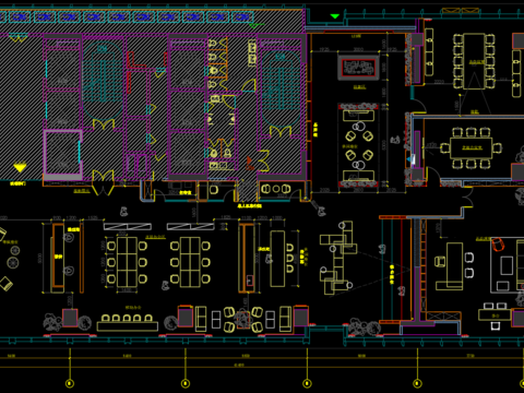  950m2共享辦公空間cad施工圖 