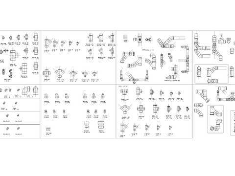  安装弯头三通异径管CAD图库 