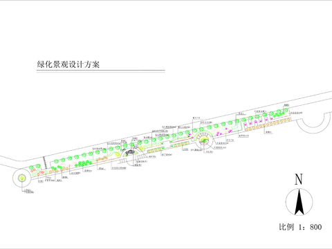  道路綠化cad平面圖 