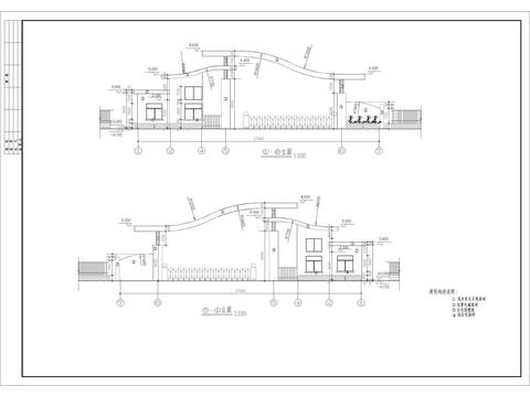  小區(qū)入口大門cad施工圖 