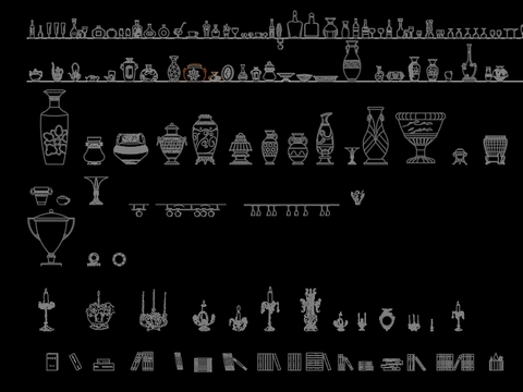  饰品 摆件装饰立面cad图库 