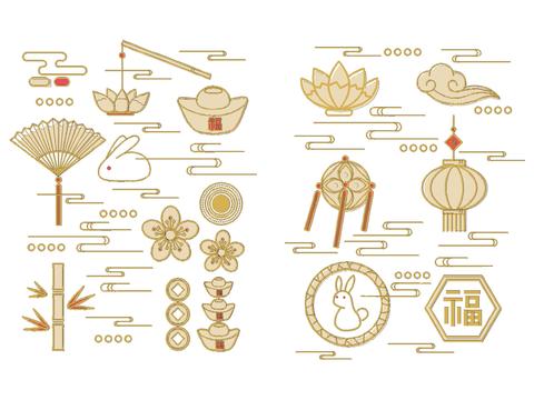  新中式中秋元素吉祥如意cad图库 