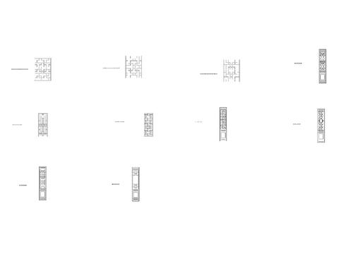  中式方格纹理隔断 屏风cad图库 