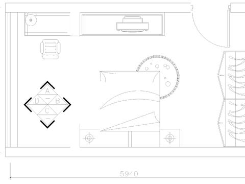  儿童房卧室 家装CAD平面图 