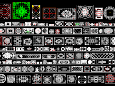  地面水刀拼花cad图库 