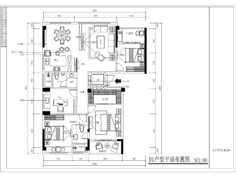  家裝平面方案圖cad施工圖 