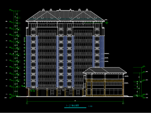  沿街小高層建筑CAD施工圖 