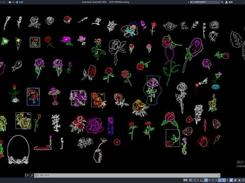  中式花卉CAD施工图 