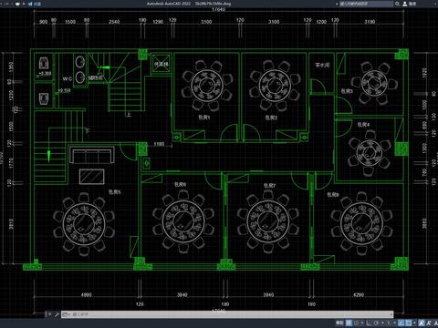 中餐厅cad平面图 