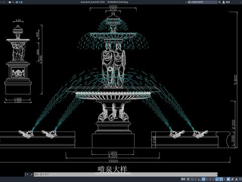  喷泉雕塑 雕塑 喷泉cad大样图 