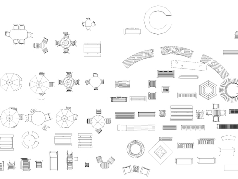  户外座椅cad图库 