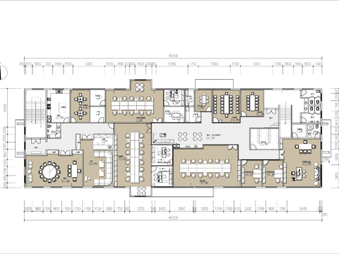  800㎡办公室cad平面图 