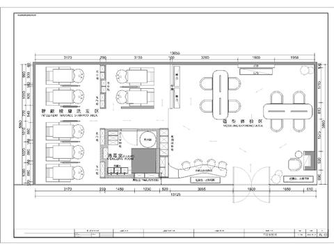  小面積美發(fā)店cad施工圖 