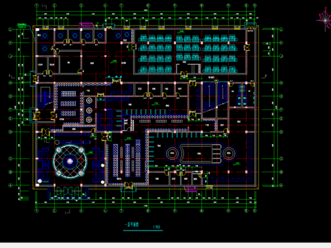  休闲中心浴场建cad施工图 