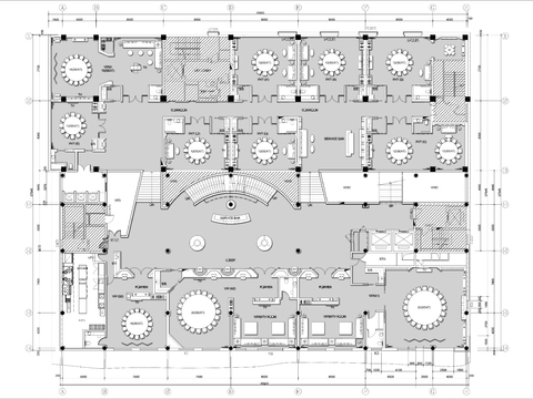  酒店餐厅包房cad平面图 