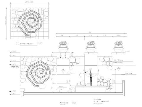  景墙立面剖面节点cad大样图 