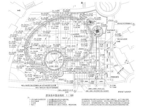  游泳池cad大样图 