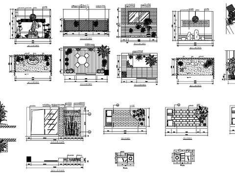  景观小景cad立面图 