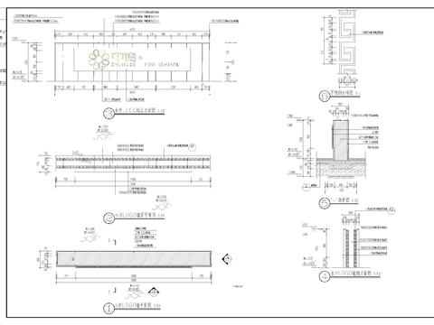  水中景墙cad大样图 