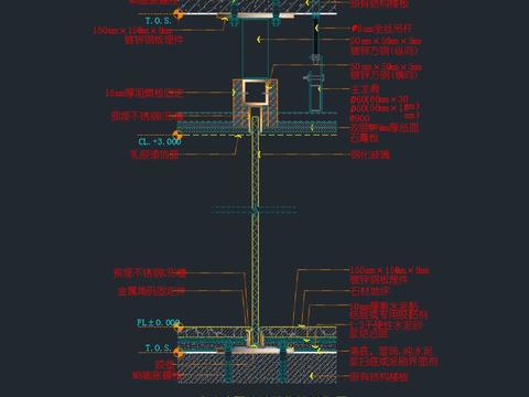  玻璃隔墙墙体构造节点大样 