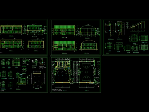  中学操场与食堂cad施工图 