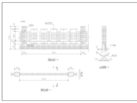  围墙cad大样图 