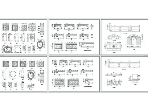 中式窗花古桥样式CAD图库 